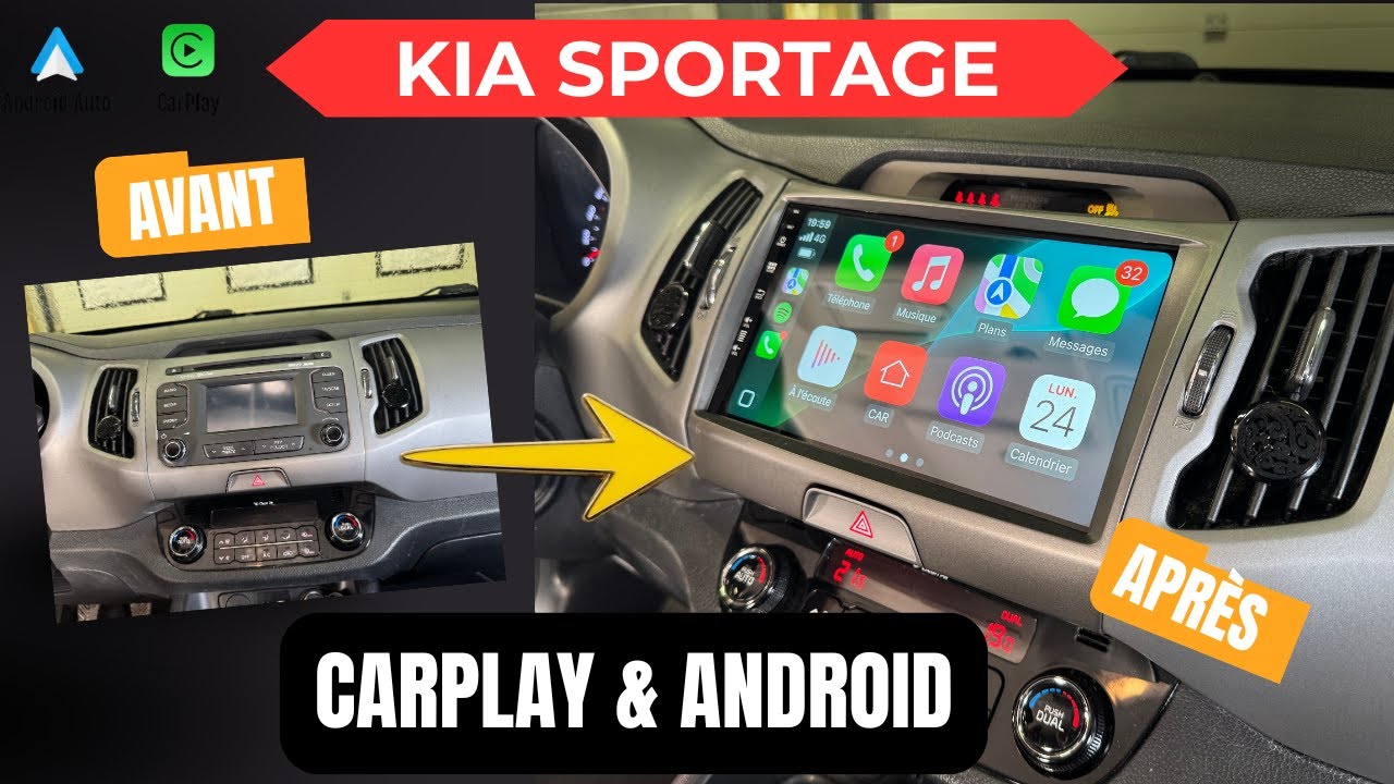 Installation autoradio Android sur Kia Sportage avec CarPlay, Android Auto et caméra d’origine