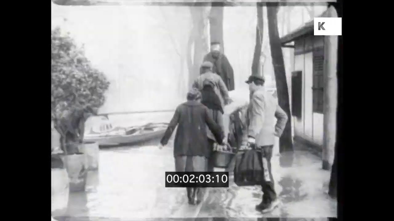 1920s France, Paris Flooding, Street Scenes, 16mm