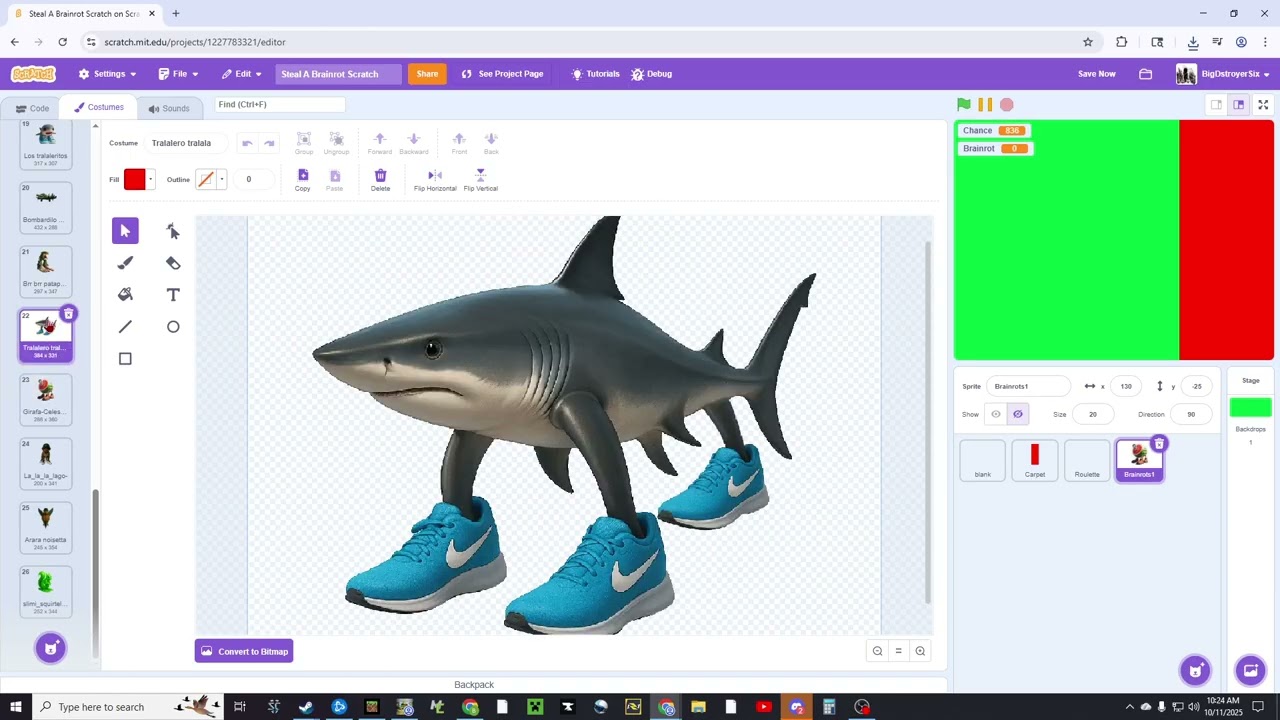 I created STEAL A BRAINROT in Scratch s2 ep1