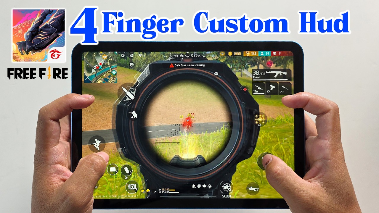 iPad Best 4-finger custom Hud layout on Free Fire