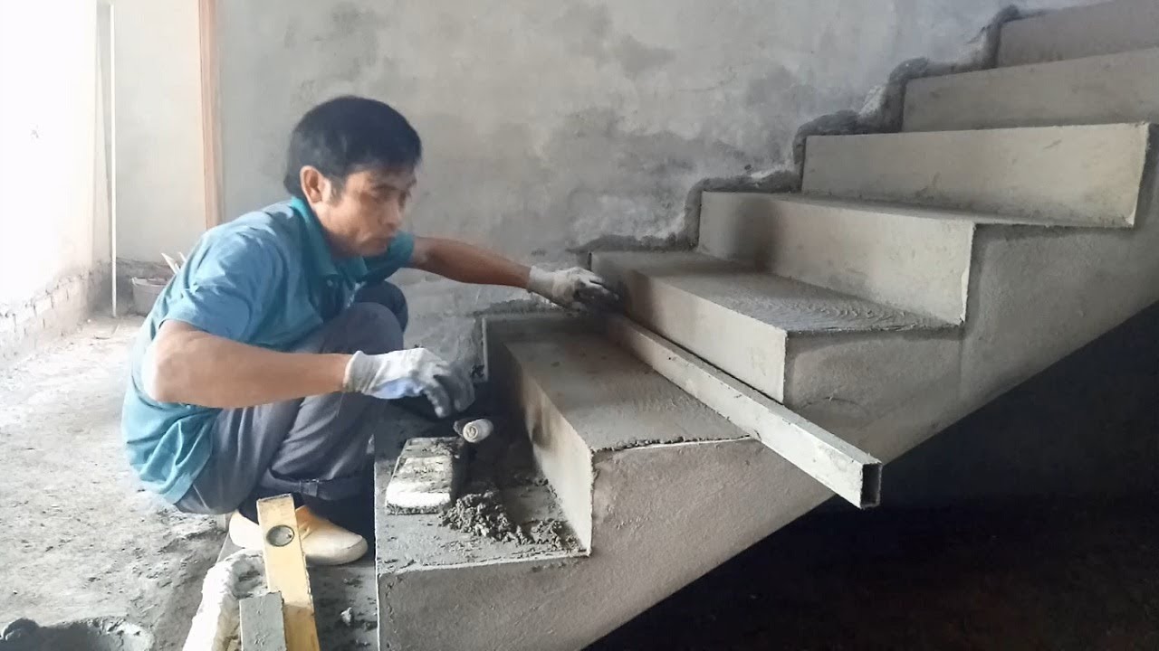Amazing Fastest Skills Contruction - How to Render Stairs Using Sand And Cement, House Construction