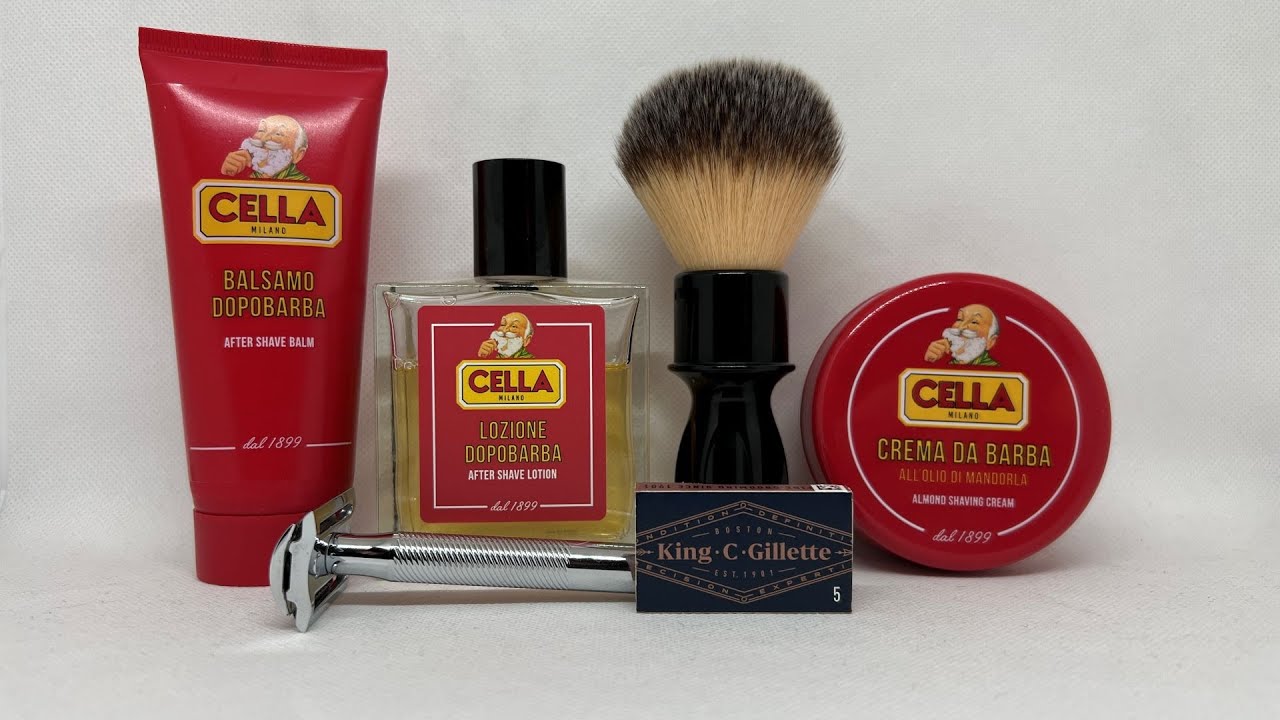 King C. Gillette Rasierer und Klinge, RazoRock 400, Cella Soap, Cella Aftershave, Cella Balm - AACS