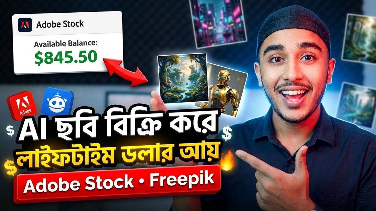 AI ছবি বিক্রি করে $158 ডলার ইনকাম! How to Make Money Selling AI Images on Adobe Stock