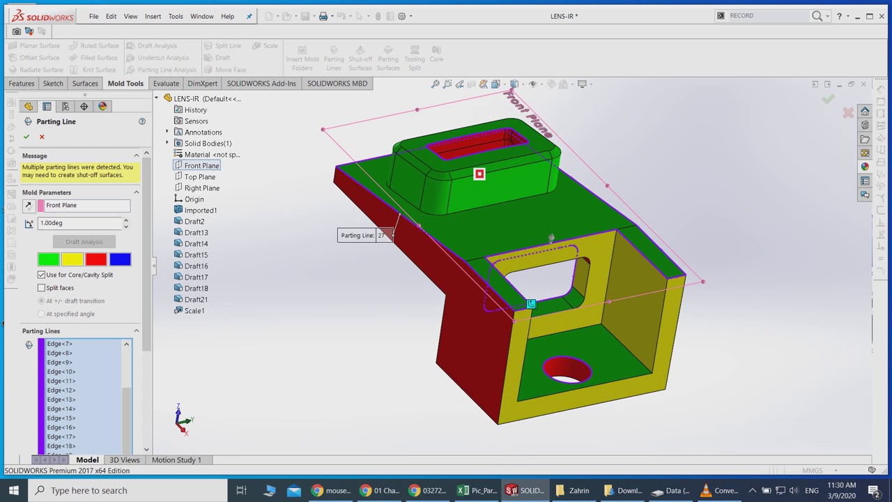 04 Parting line Shut off surface Part03 Solidworks