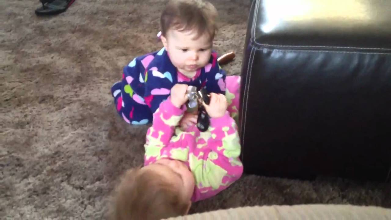 First Wrestling Match Between 9 Month old Twin Sisters.