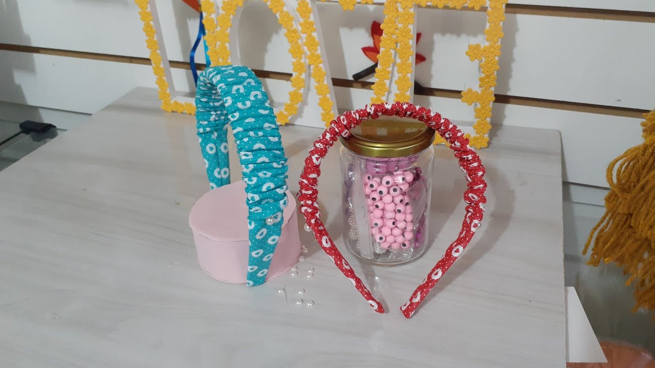 tiara franzida de tecido para iniciantes.