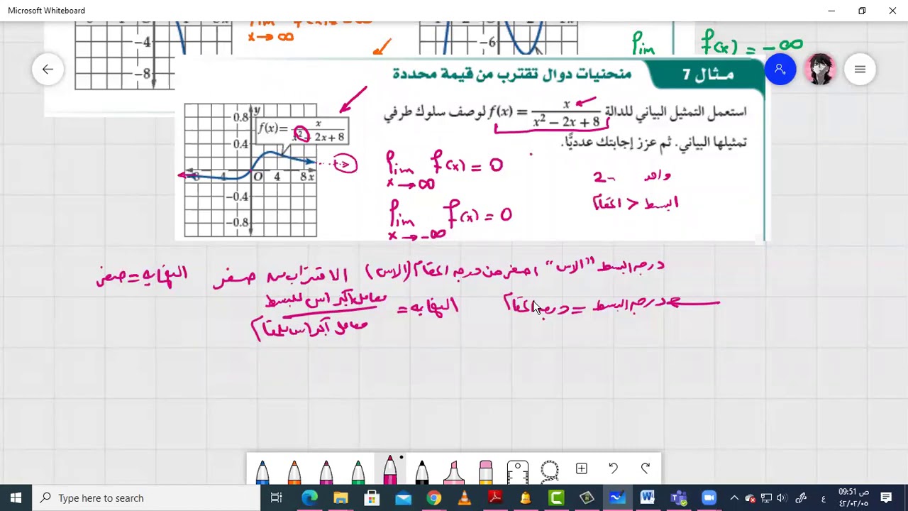 رياضيات 5 دراسة سلوك طرفي التمثيل البياني