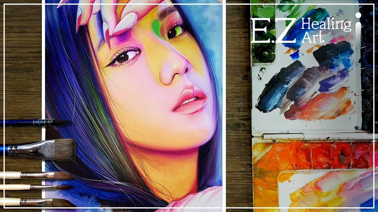 BLACKPINK JISOO - Drawing / 블랙핑크 지수 그리기 / Watercolor painting (수채화 손그림) [E.Z healingArt]