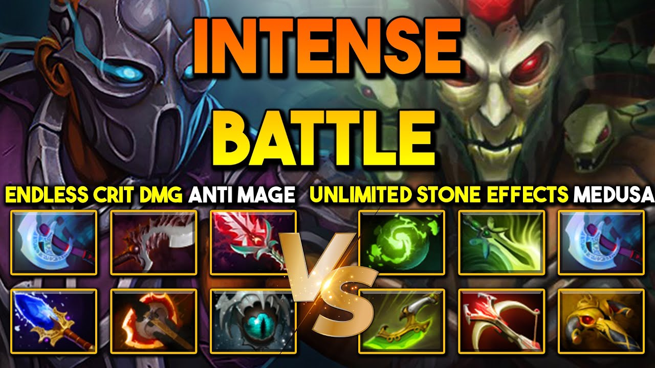 INTENSE LATE GAME BATTLE | ENDLESS CRIT DMG ANTI MAGE VS. UNLIMITED STONE EFFECTS MEDUSA DOTA 2