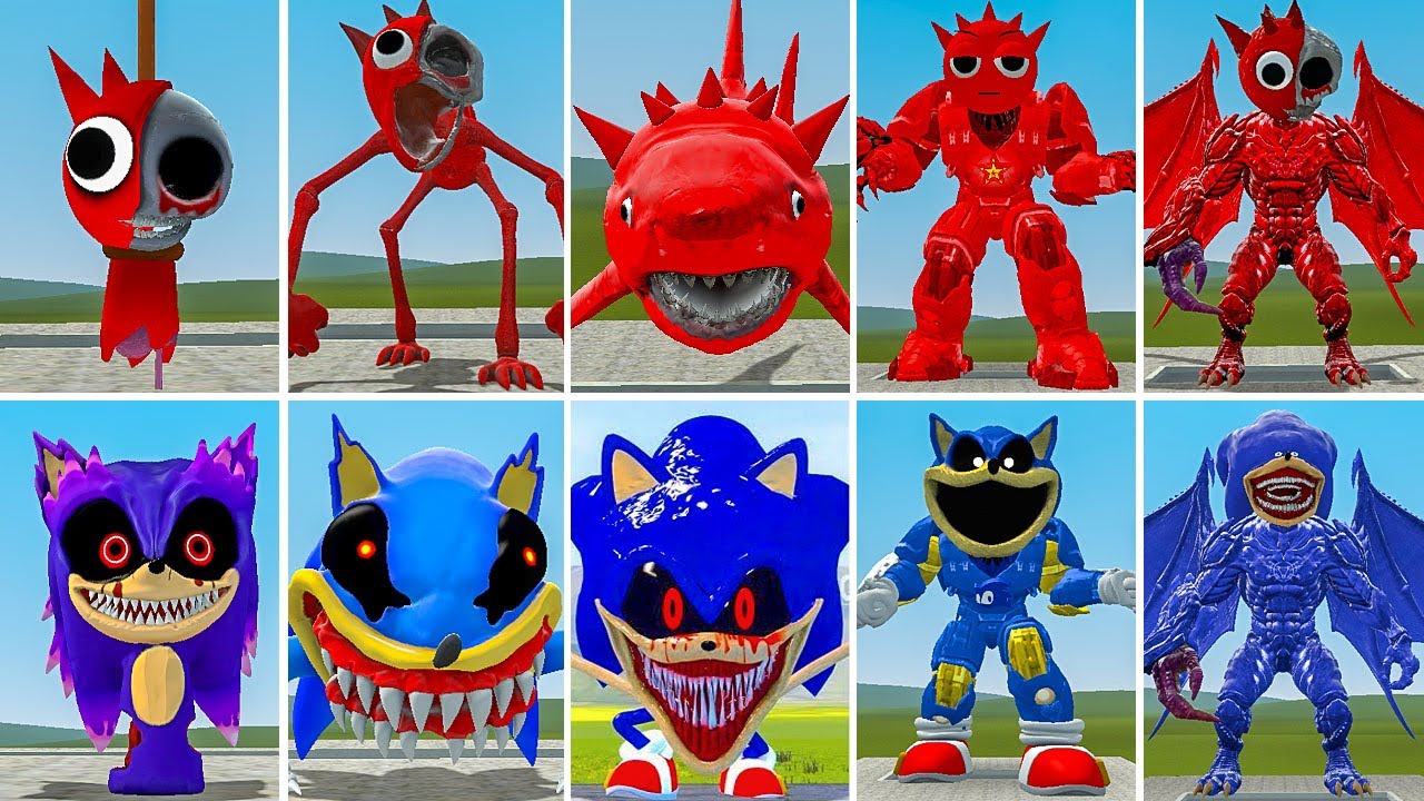 ALL SPRUNKI HORROR RADDY MECHATITAN VS ALL SONIC POPPYTIME CHAPTER 3 ? in Garrysmod!,...