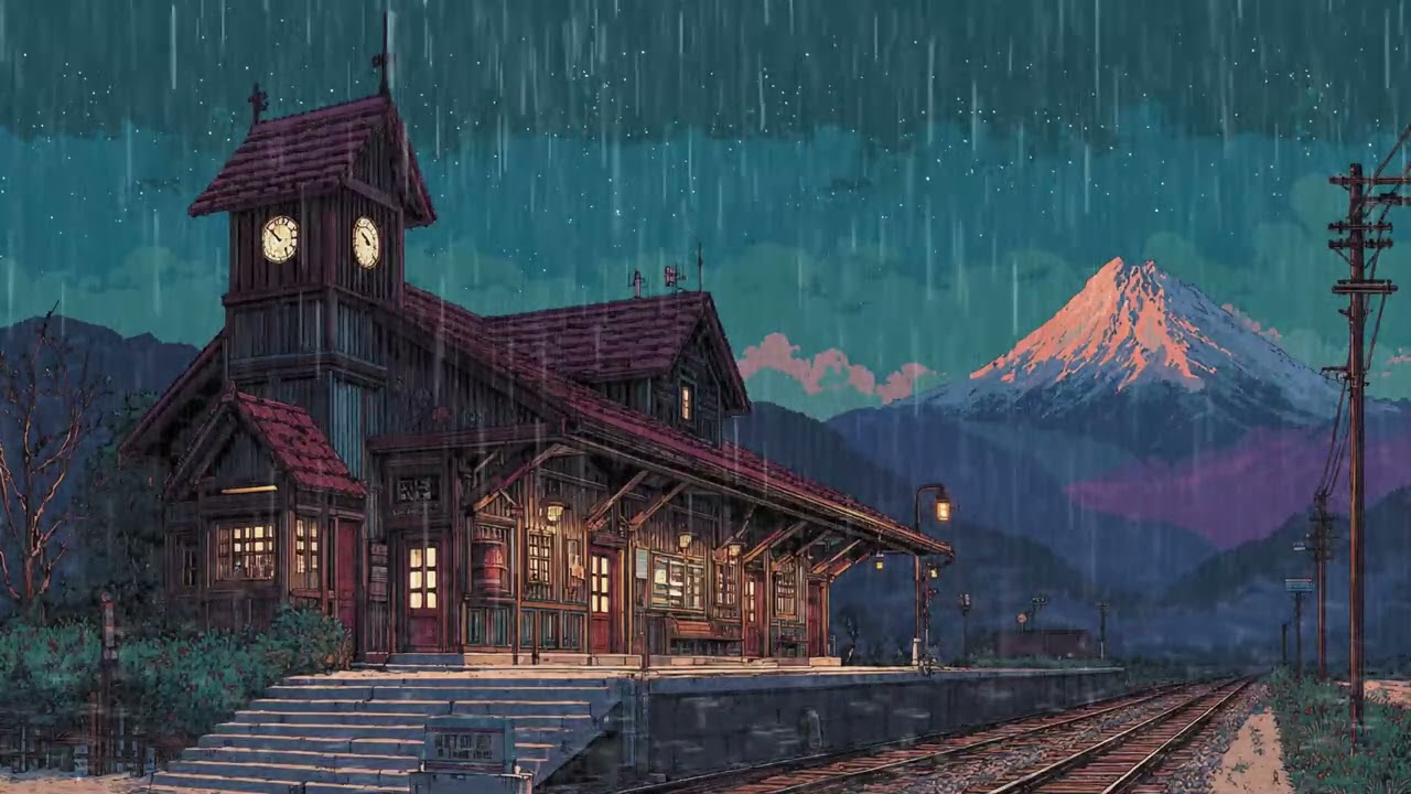 Solitude and Soft Rain &ndash; Lofi Ambience at a Remote Train Platform for Inner Peace