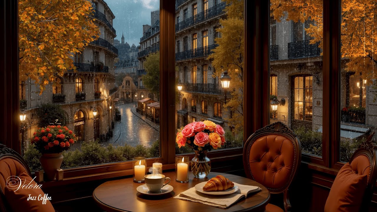 Muzyka Smooth Jazz i odgłosy deszczu 🍂 Przytulna kawiarniana atmosfera sprzyjająca relaksowi