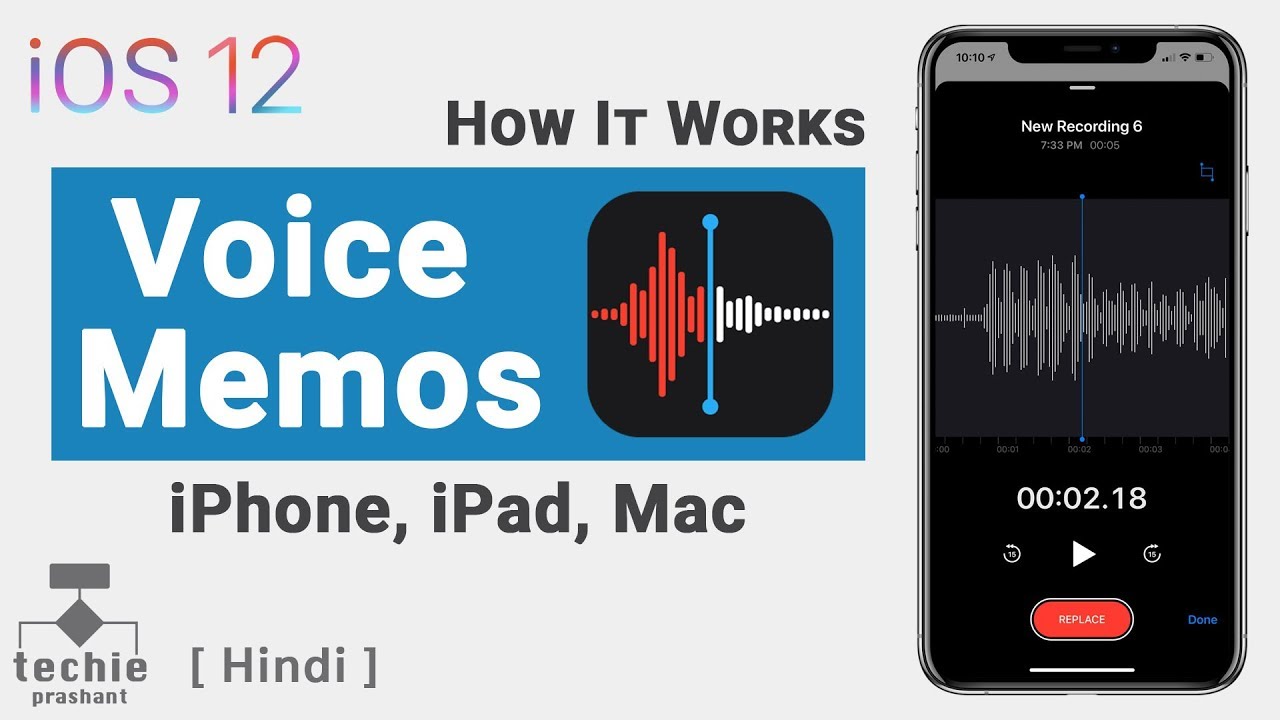 iOS 12 - Voice Memos App - How It Works | Techie Prashant | HINDI