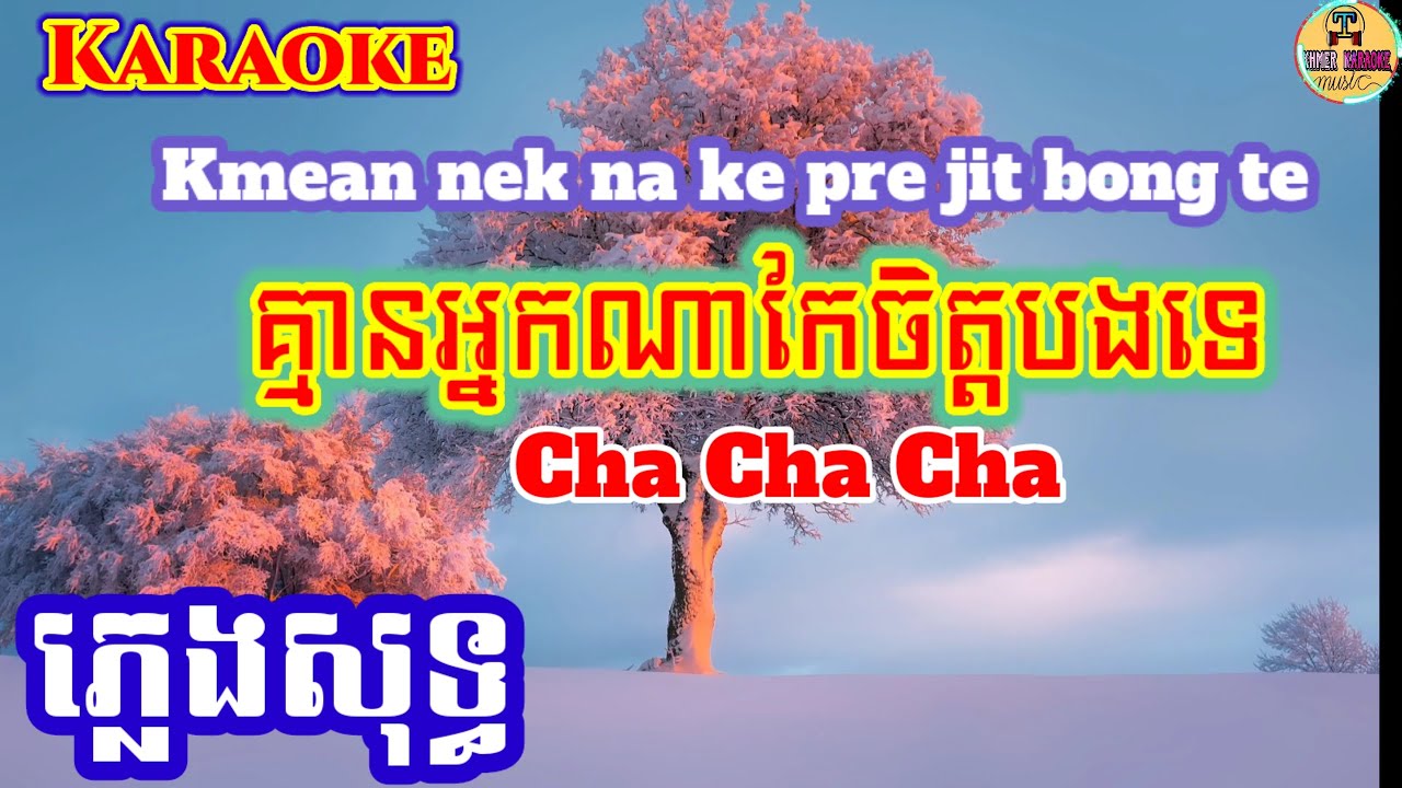 គ្មានអ្នកណាកែចិត្តបងទេ Cha cha cha ភ្លេងសុទ្ធ| kmean nek na ke pre jit bong te karaoke. KBT KHMER