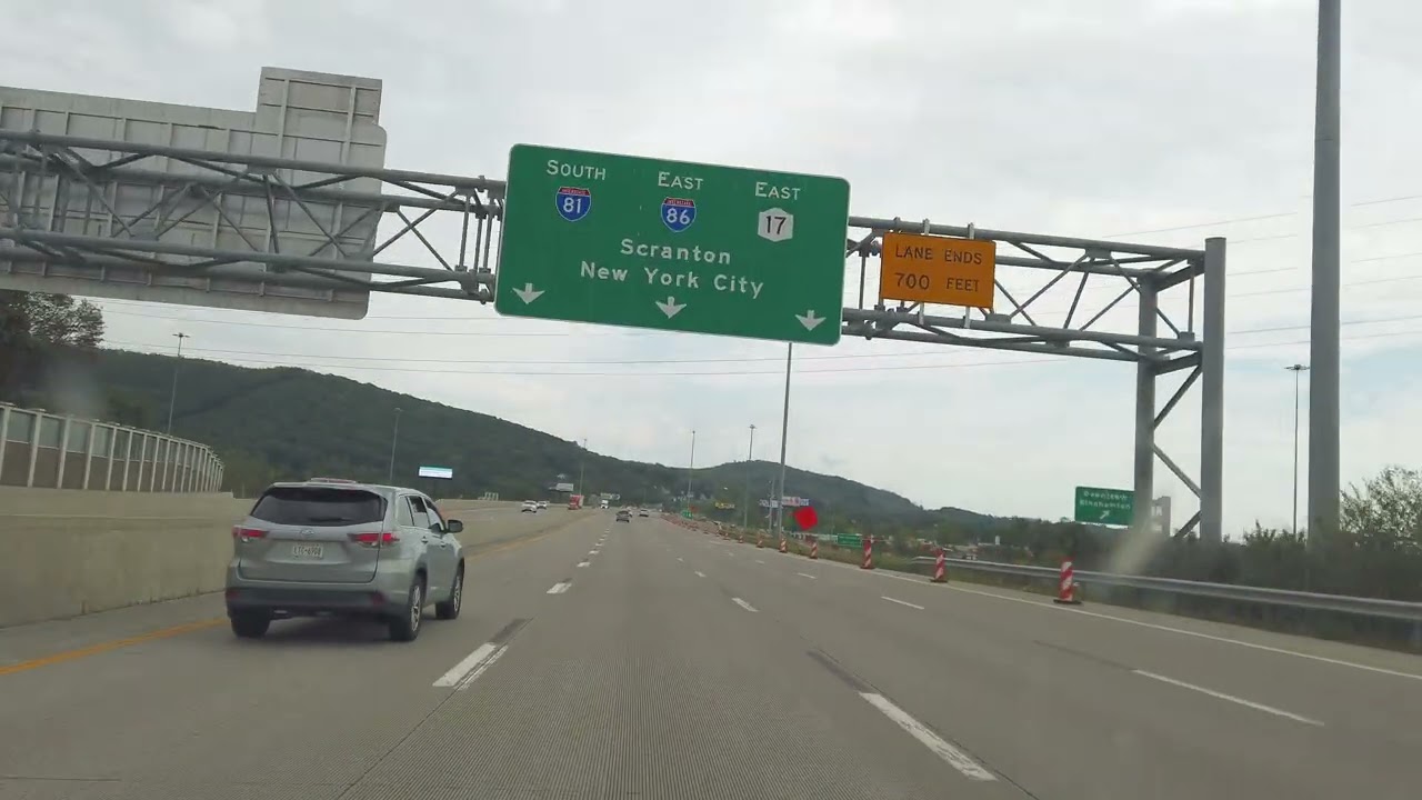 I-86 west to I-81 south across Binghamton, NY