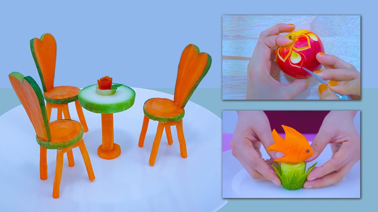 Удивительные рисунки на фруктах 🍎 и овощах 🌿 Идеи для резьбы и дизайна