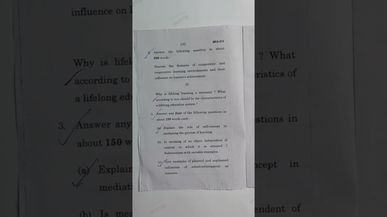 MAEDU /  MES013 /IGNOU QUESTION PAPER / JUNE SESSION / 2023 #ma #education #questionpaper #ignou