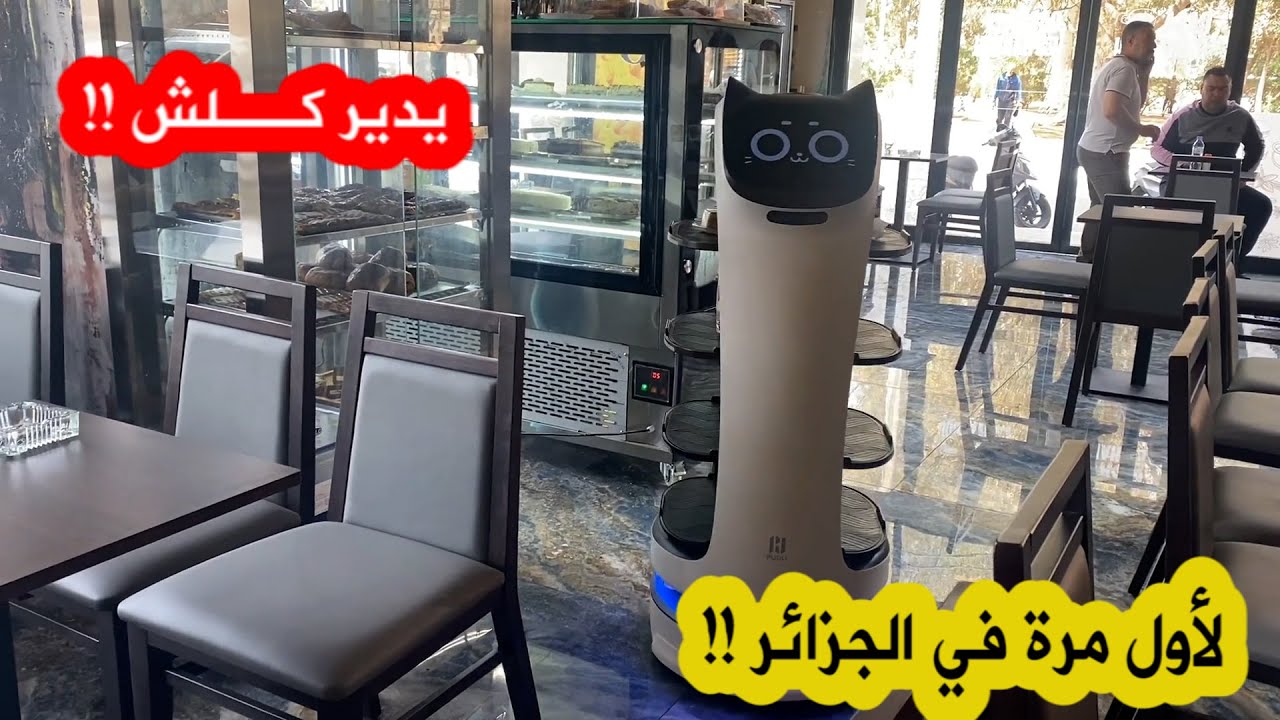 شاهد #الروبوت #النادل يصنع الحدث😍 بأحد المقاهي في ولاية وهران 
