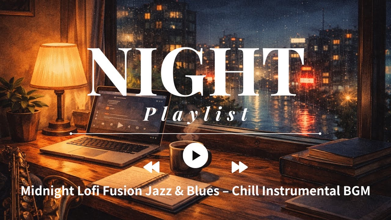 Midnight Lofi Fusion Jazz & Blues – Chill Instrumental BGM 夜に溶けるローファイ・フュージョンジャズブルース｜集中できる作業用インストBGM
