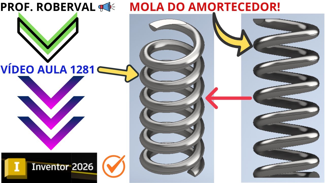 Aula 1281 - Modelamento da Mola para Amortecedor no Autodesk Inventor 2026
