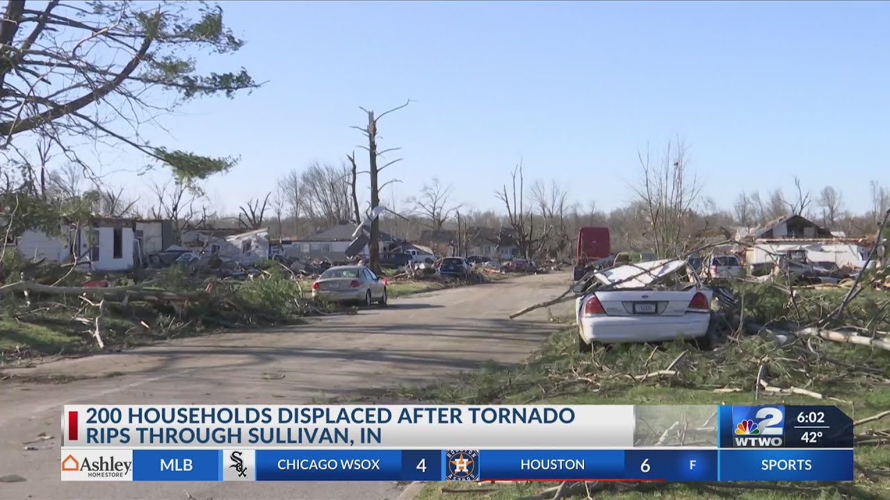200 Households displaced after tornado rips through Sullivan, Indiana