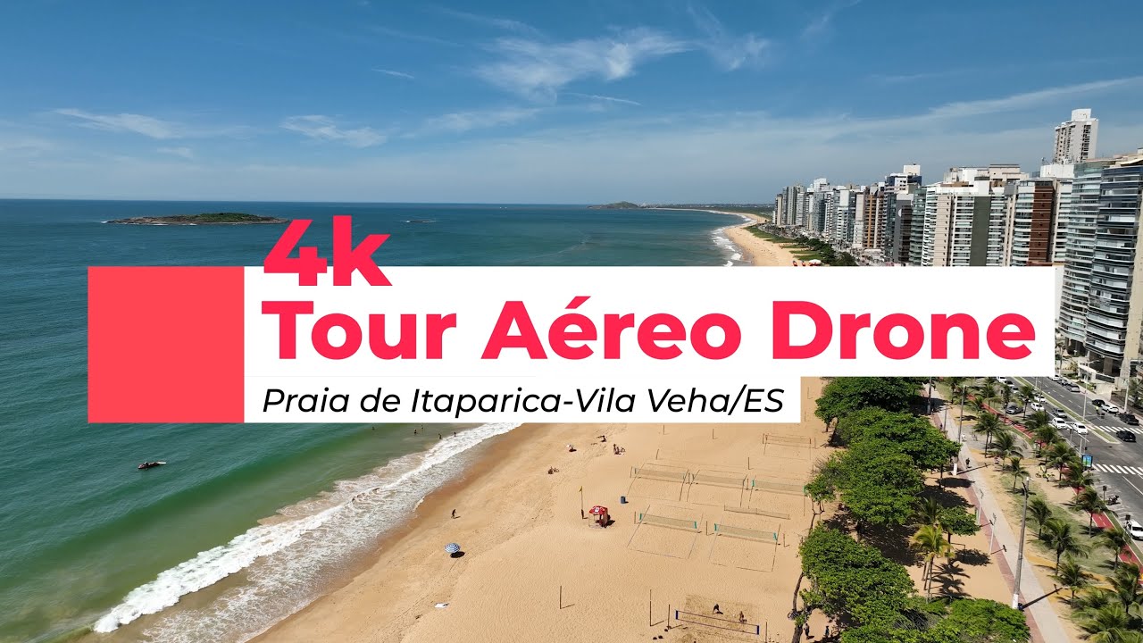 Tour Aéreo 4k na Orla da Praia de Itaparica - Vila Velha/Es