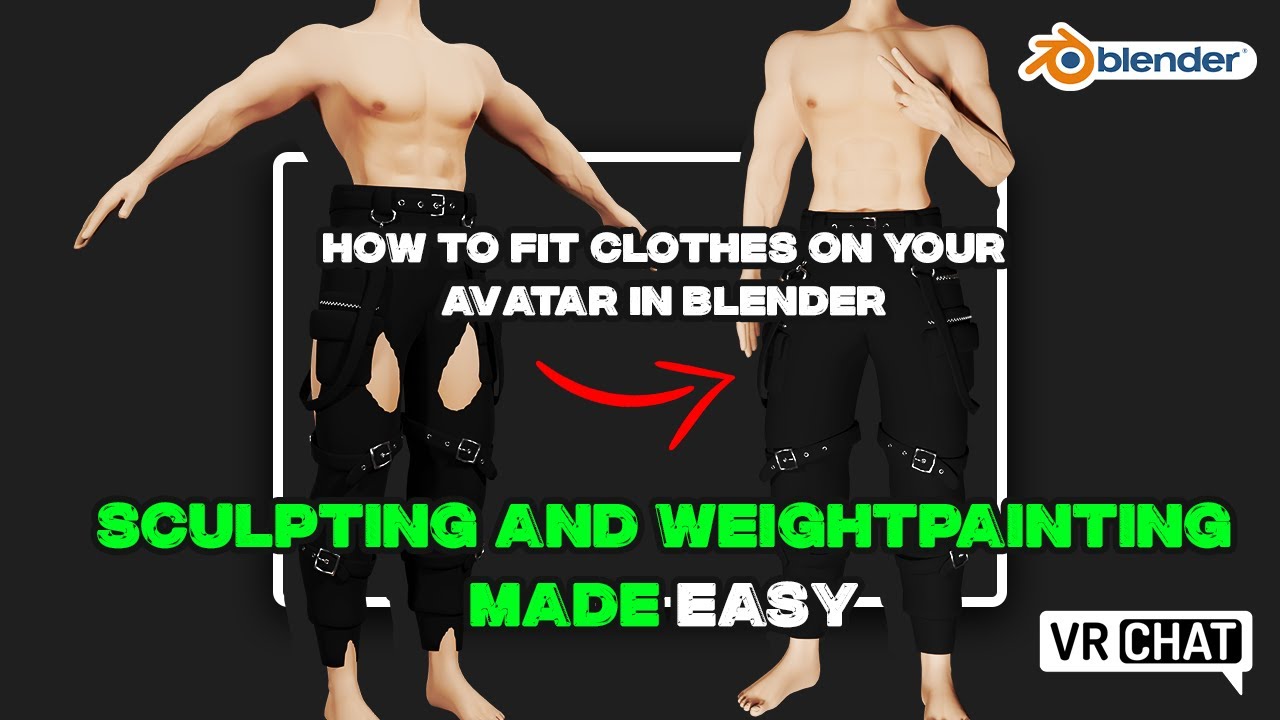 How to fit clothes on your avatar in Blender - Sculpt and Quick Weightpaint Tutorial