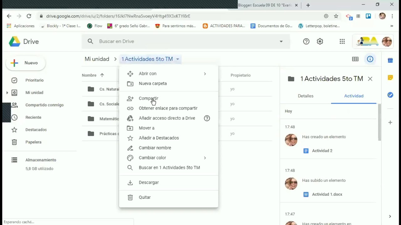Crear carpeta, subir archivos en drive y compartir en entrada de blogger