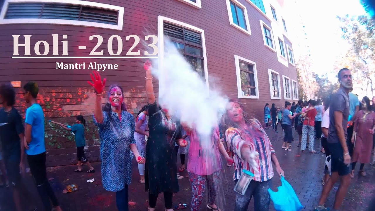 Holi 2023 Celebration at Mantri Alpyne Apartment Bangalore | Festival of Colors | Kavi Vlogs