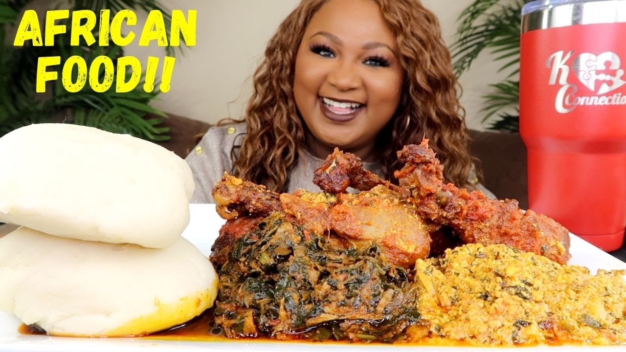 AFRICAN FOOD MUKBANG ,  FUFU , EGUSI , EFORIRO SOUP | NIGERIAN FOOD HAND EATING  먹방쇼