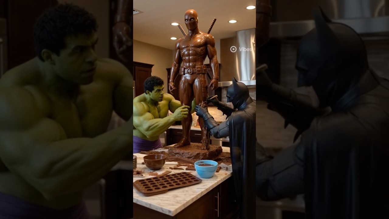Spiderman vs Hulk with Batman Build a Giant chocolate deadpool #marvel#hulk#spiderman #shorts