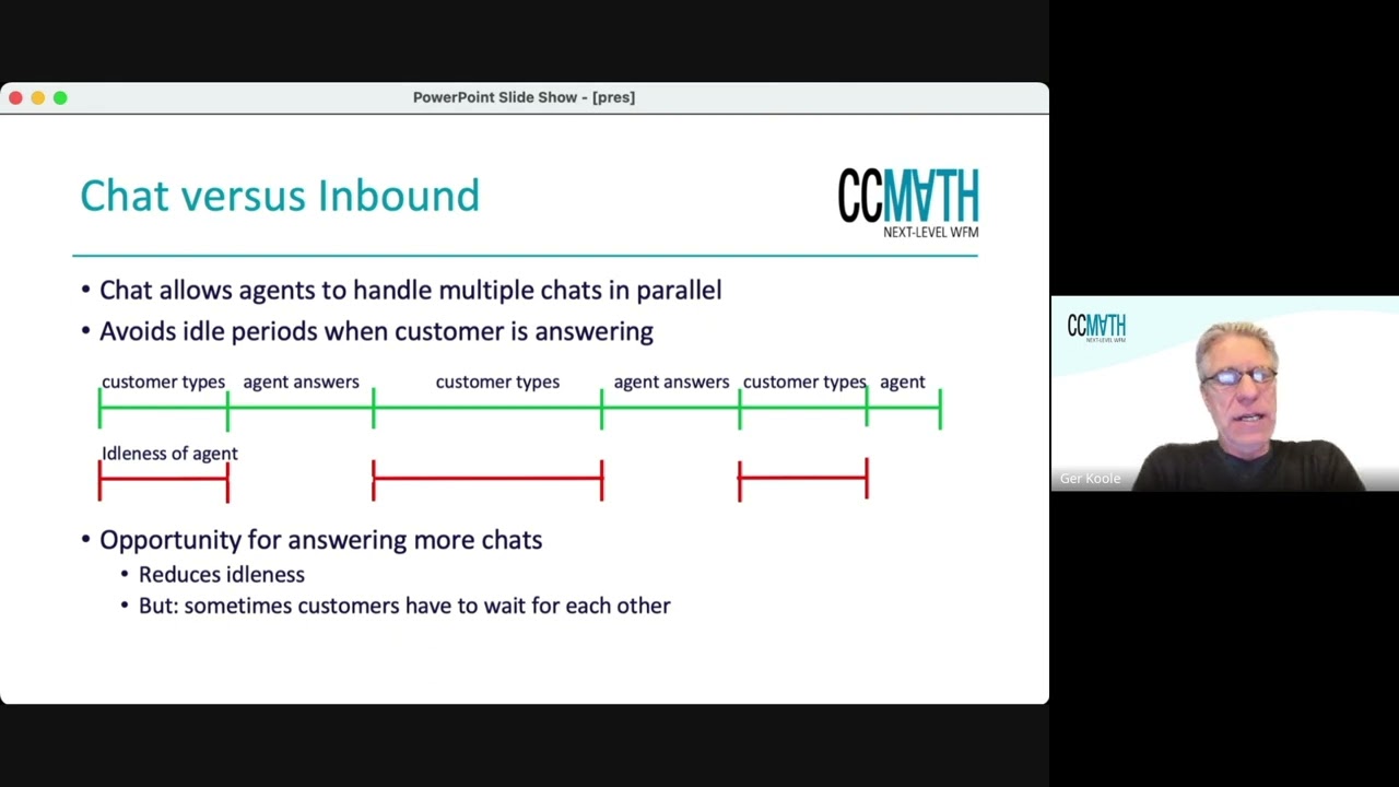 Webinar 'The Erlang Chat Formula: Accurate Safety Staffing for Chat' by Ger Koole PhD - CCmath