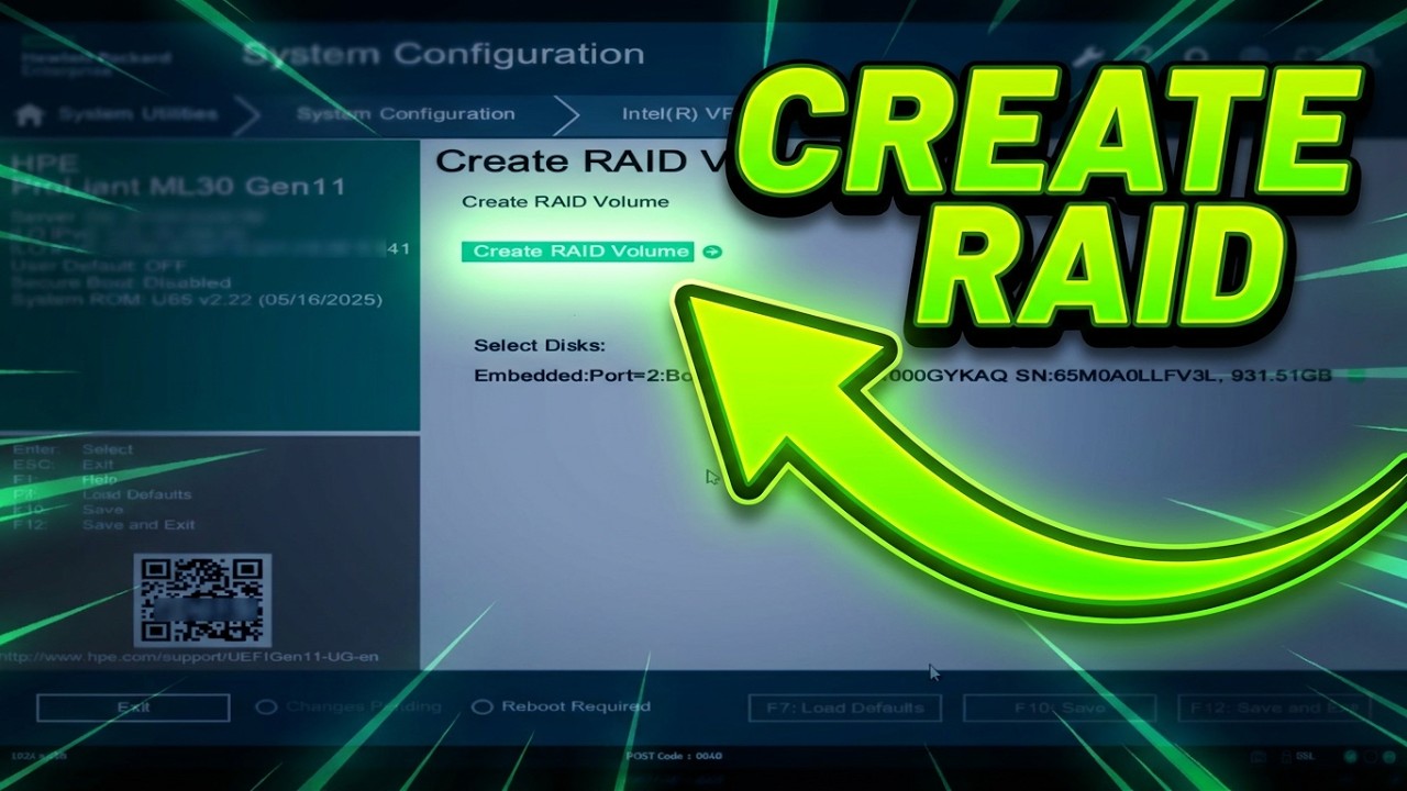 Как создать RAID на HPE ProLiant ML30 Gen11 (ПОШАГОВОЕ руководство)