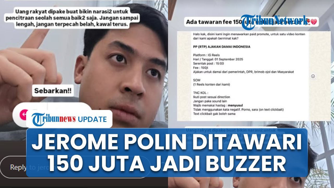 Jerome Polin Akui Ditawari Jadi Buzzer Pemerintah dengan Upah Rp 150 Juta, Diminta Buat Ajakan Damai
