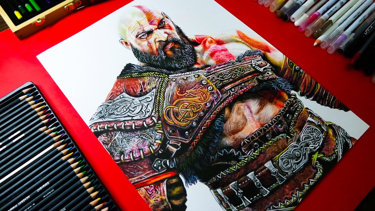 Drawing Kratos (God Of War Ragnarok) Timelapse | JayCarts