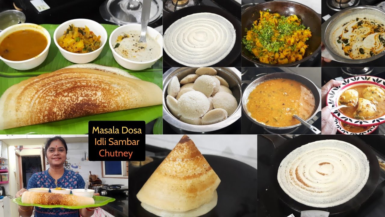 perfect DOSA soft IDLI tips & tricks +Breakfast to Dinner, masala dosa, sambar, peanut chutney, idli