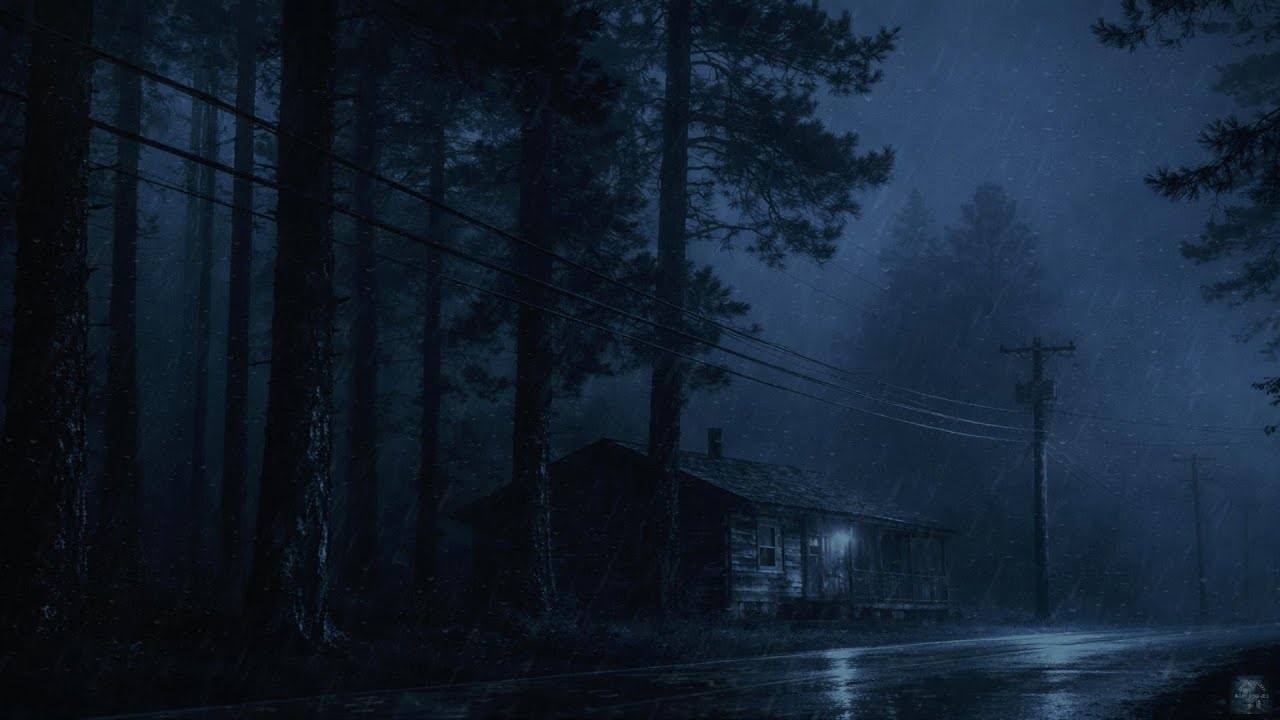 Forest Cabin in a Quiet Rainfall  | Deep Rest With Nature Sounds  | Rain Sound and Thunder