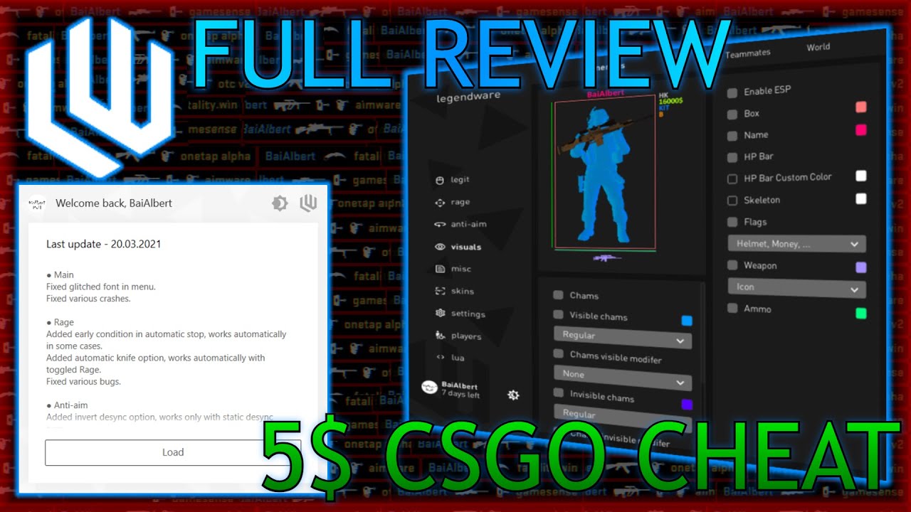 LEGENDWARE.PW V4 🔥 | 5$ CSGO RUSSIAN CHEAT 🇷🇺 | CSGO Cheat review #1