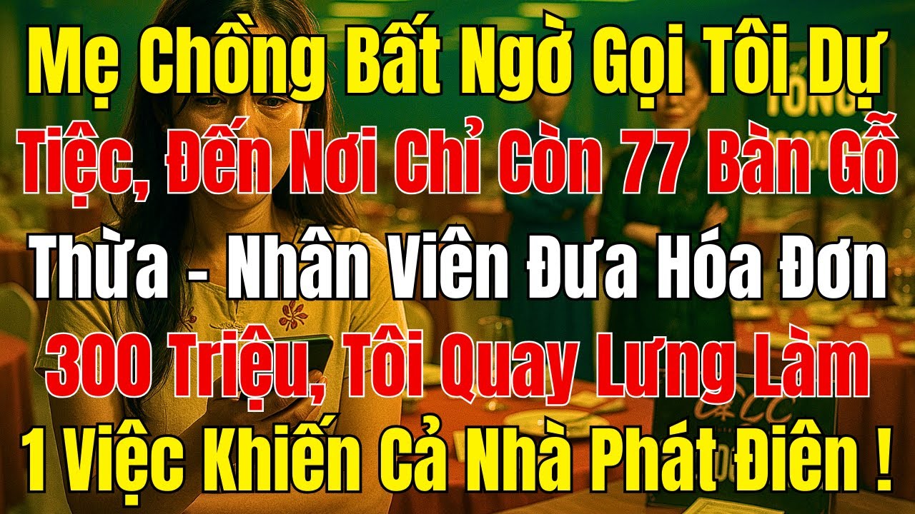 Câu Chuyện Gia Đình: Mẹ Chồng Mời Dự Tiệc – Khi Đến Hóa Đơn 300 Triệu Khiến Tôi Sững Sờ