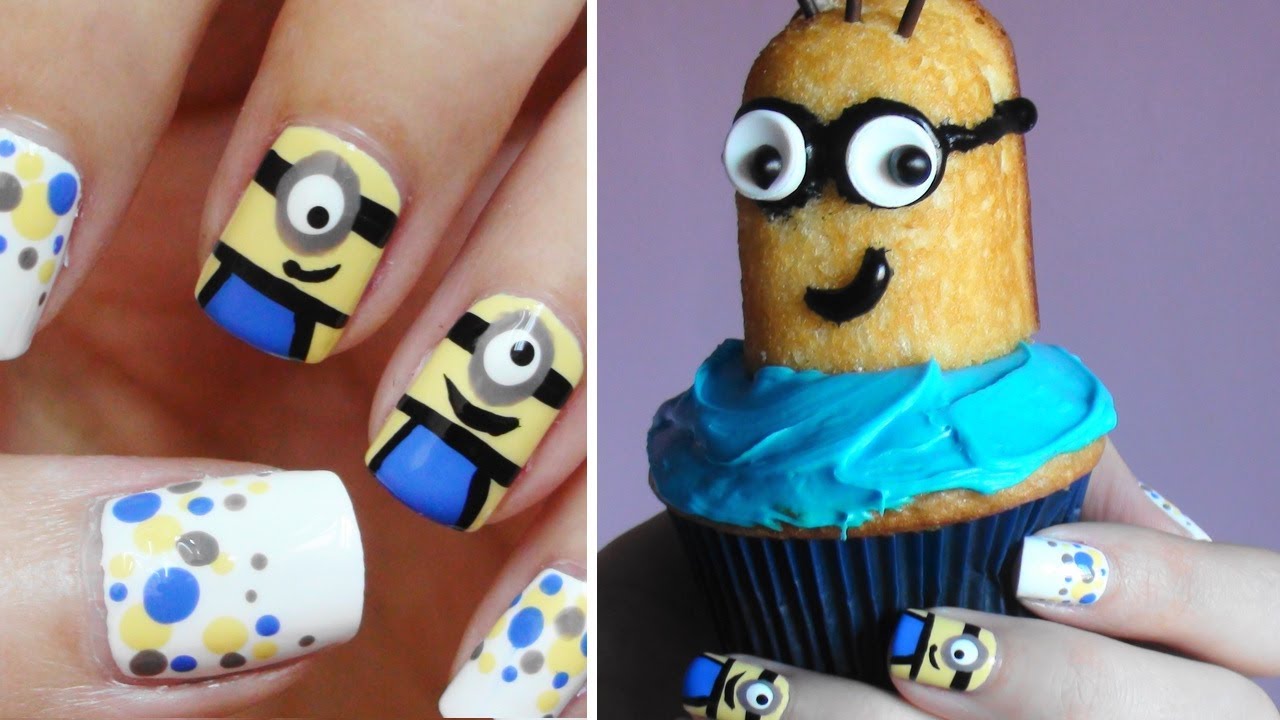Minion Nails + Minion CUPCAKES!!!
