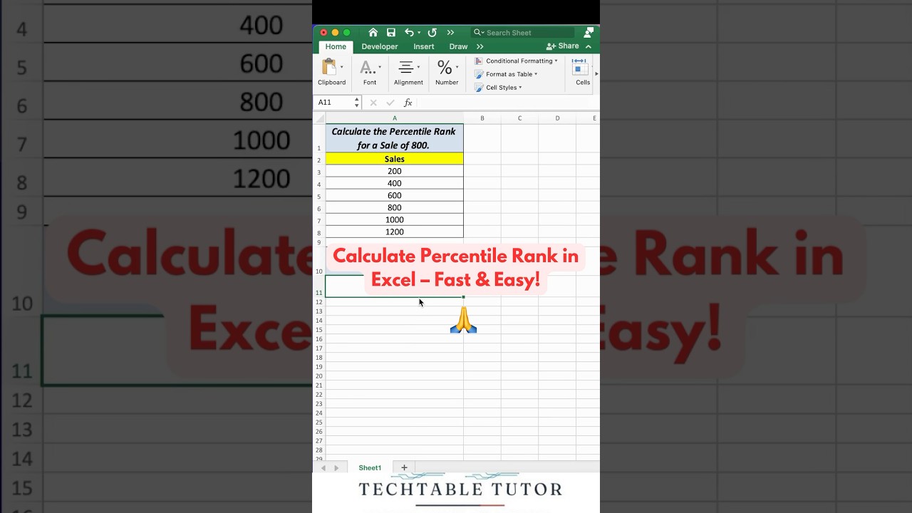 Excel Hack: Find Percentile Rank Quickly! 🚀  