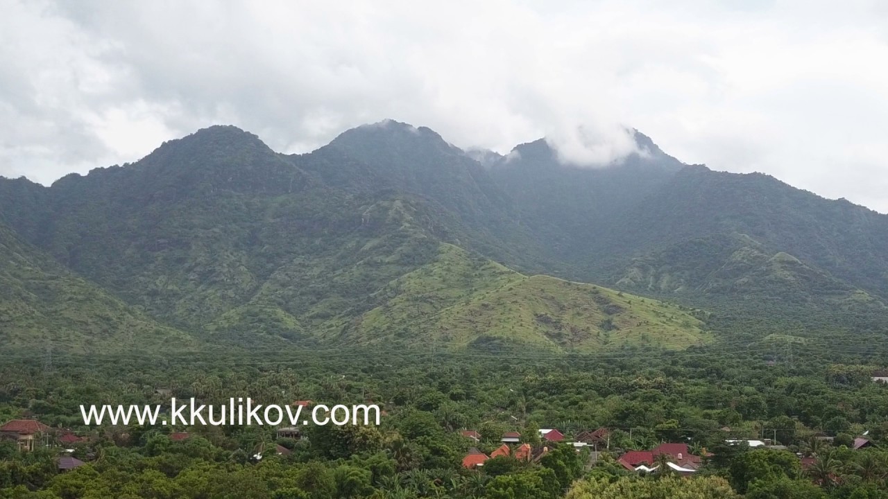 Indonesia. Bali. Aerial view from drone, village, mountain and the jungle