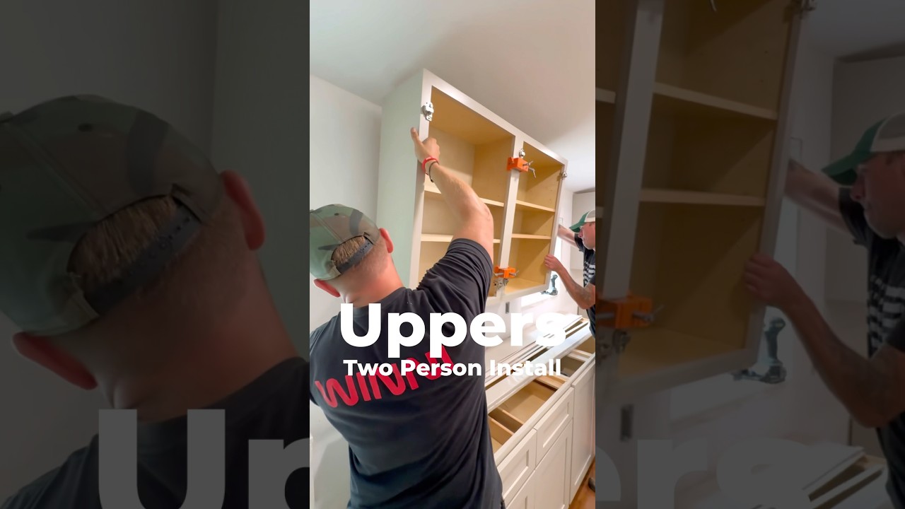 How to Install Upper Kitchen Cabinets! #diy #tools #construction