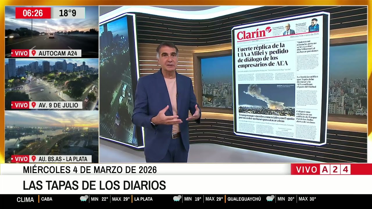 📰 DIARIOS DÍA 4/3: UI RESPONDE A CRÍTICAS DE MILEI + GUERRA CONTRA IRÁN + DERRUMBE PARQUE PATRICIOS