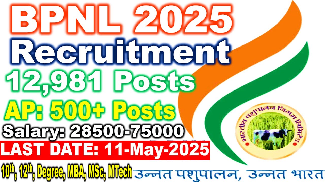 BPNL Recruitment 2025 Notification for 12981 posts | Last date 11-05-2025 | check complete details |