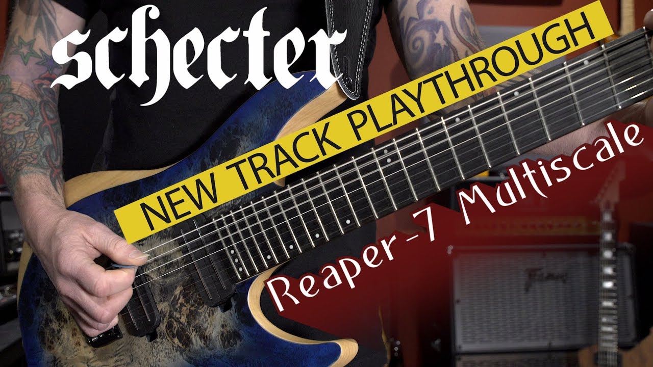 Playing through a new track written on the Schecter Reaper 7 string