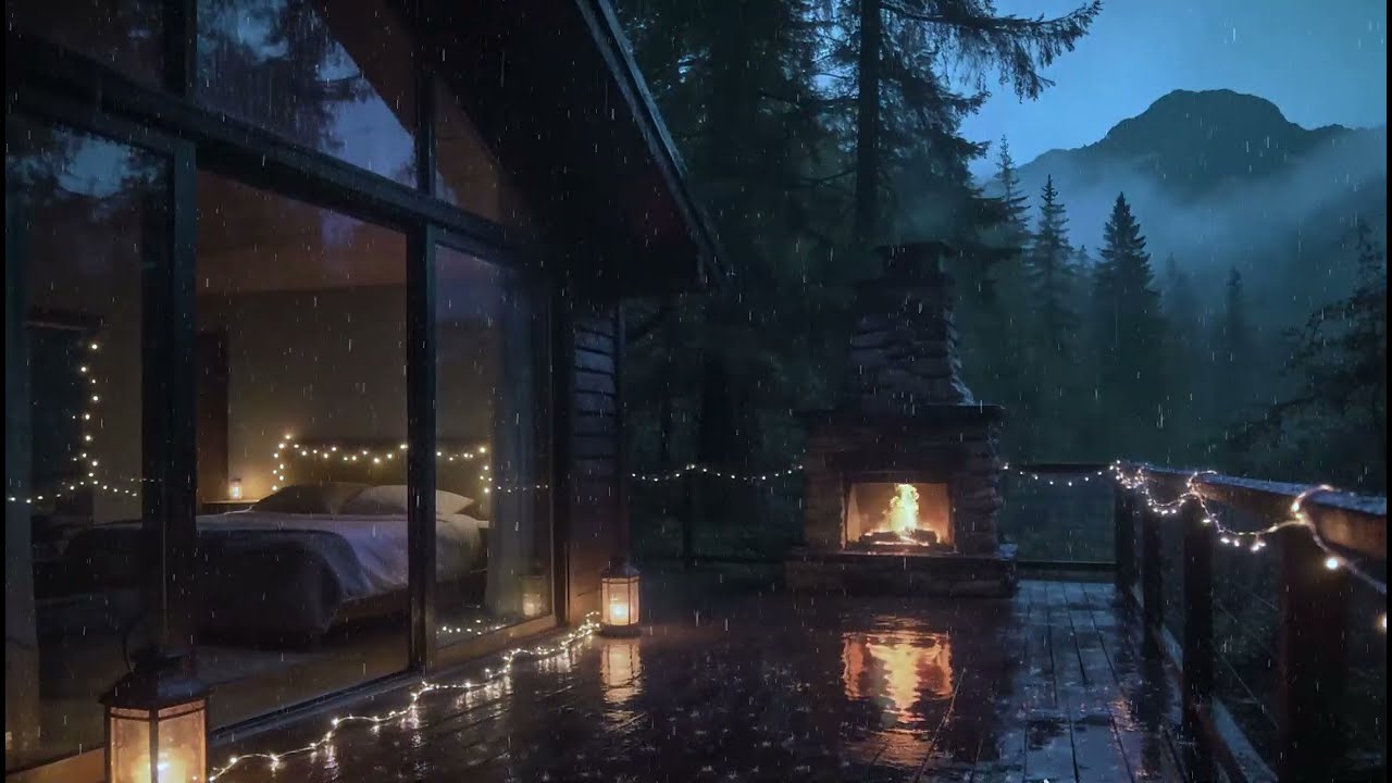 Distant Thunderstorm on Mountain Cabin Porch | Ultimate Deep Sleep Sound