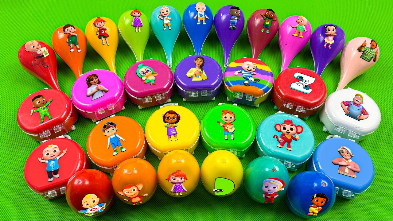 Rainbow!! Cocomelon Slime Surprise with JJ, Pinkfong, Jeni, Bebefinn & Friends! Satisfying ASMR🌈