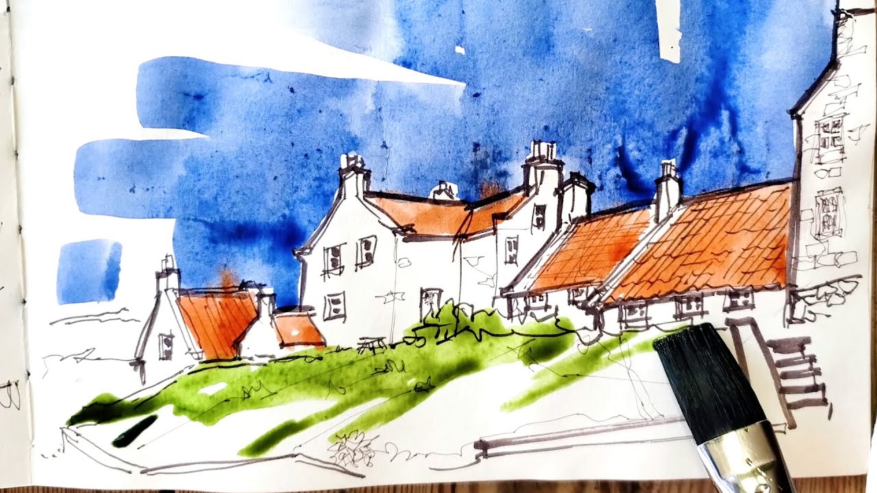 Super Simple Urban Sketching Brush Technique 🎨 | Quick & Fun Watercolour Tutorial