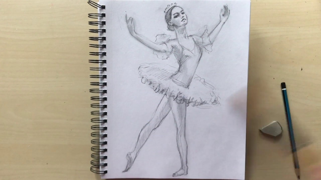 Free video drawing tutorial HOW TO DRAW A BALLERINA, with Natalka Barvinok. Lesson #19